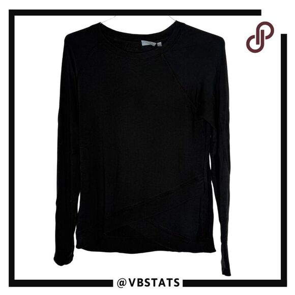 Athleta Women's Chase Crew Neck Raglan Long Sleeve T-Shirt Black Small - Picture 1 of 8